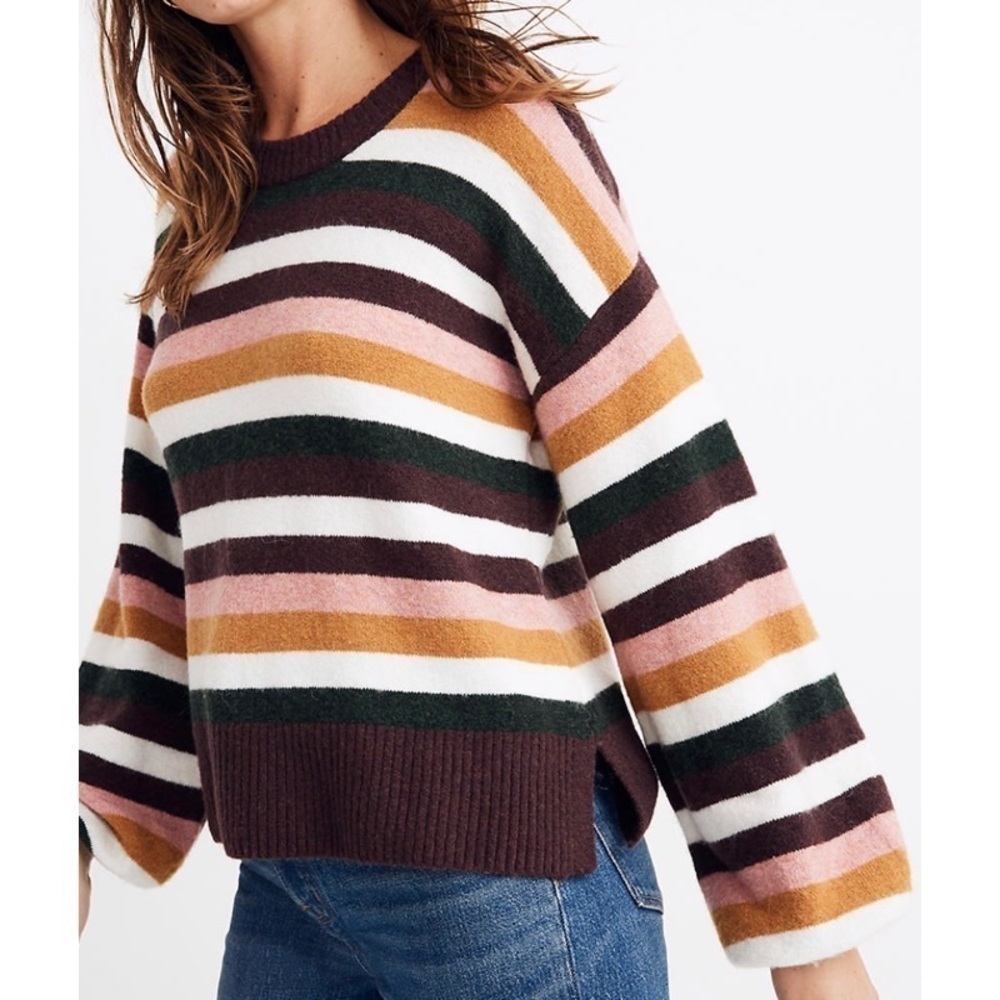 NWT MADEWELL Striped Payton Pullover Sweater